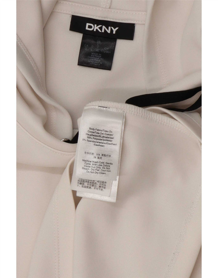 Dkny Womens Crop Oversized Hoodie Jumper UK 16 Large White Polyester