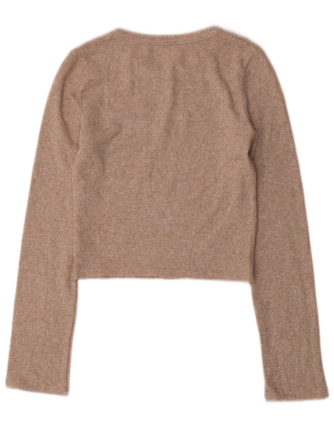 Zara Womens Crop Top Langærmet UK 8 Small Beige