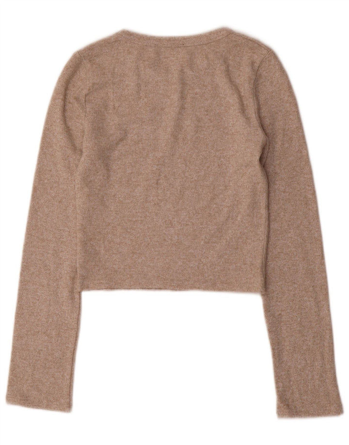 Zara Womens Crop Top Langærmet UK 8 Small Beige