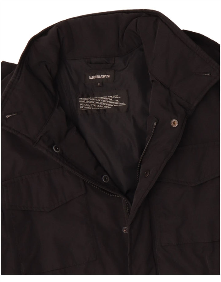 Alberto Aspesi Herre Hætte Military Jacket UK 36 Small Black Polyester