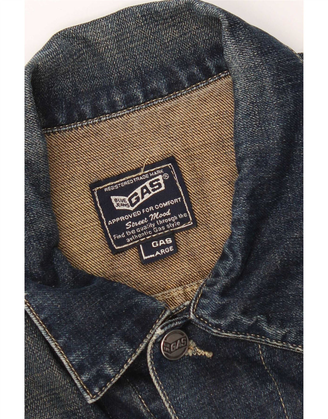 Gas Dame Crop Denim Jacket UK 16 Large Navy Blue Cotton