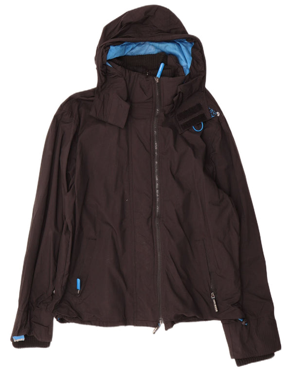 Superdry Windcheater Grafisk Regnjakke med Hætte UK 44 2XL Sort Nylon