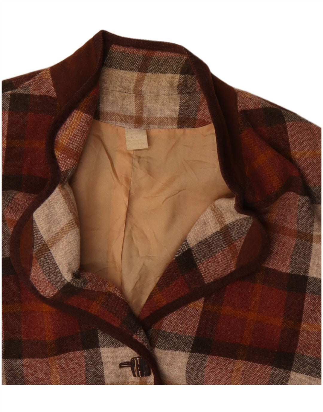 Vintage dame 3-knaps blazerjakke UK 20 2XL Bourgogne ternet polyakryl