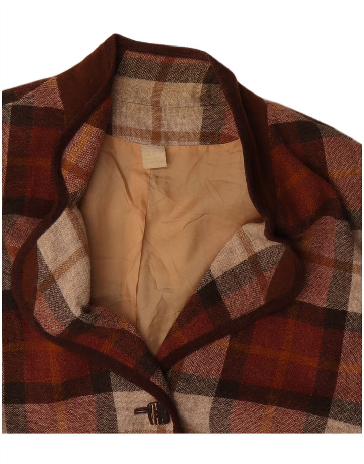 Vintage dame 3-knaps blazerjakke UK 20 2XL Bourgogne ternet polyakryl