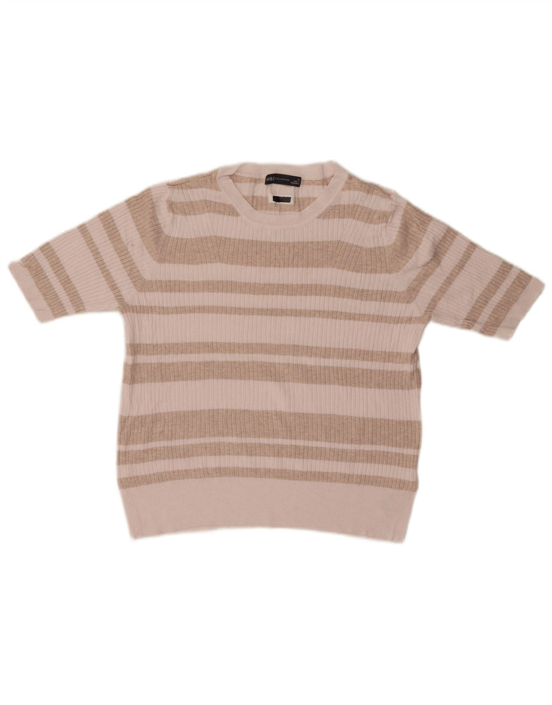 MARKS & SPENCER Dame Crop Crew Neck sweater DK 16 Large Beige