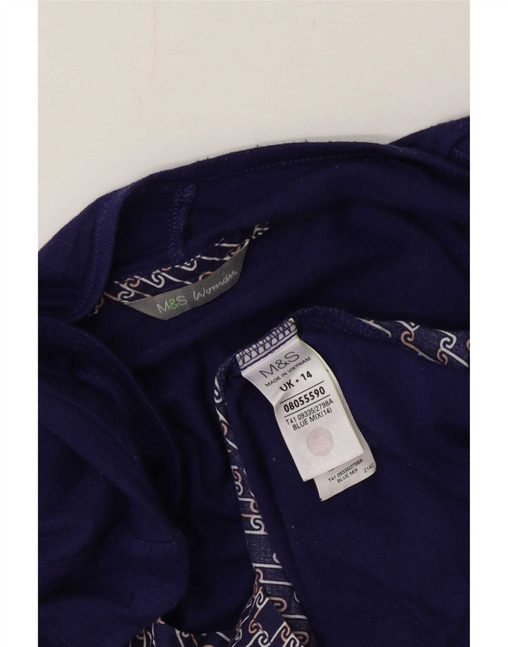 Marks & Spencer Dame Cardigan Top UK 14 Medium Blue Polyester