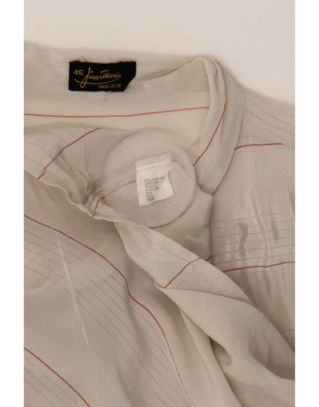 Mario Pucci Cecconi Dame Front Tie Shirt Bluse IT 46 Stor Beige Stribet