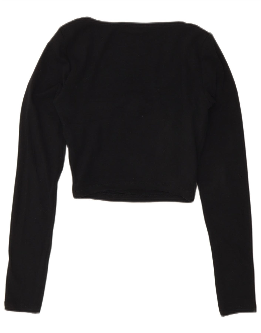 Zara Womens Crop Top Langærmet UK 8 Small Black Bomuld