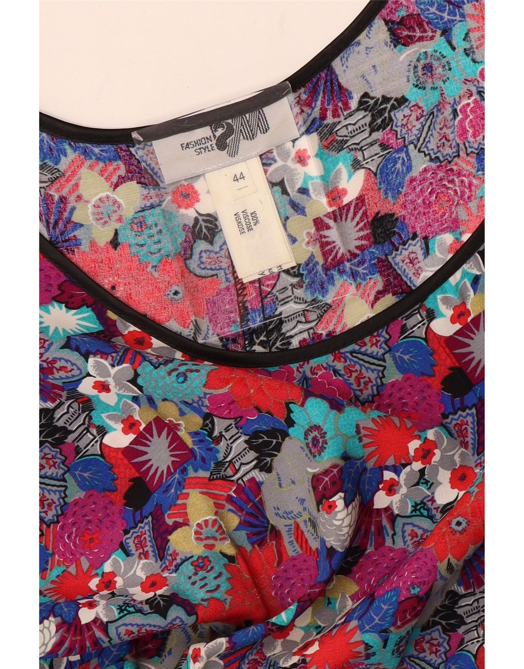 VINTAGE Dame A-Line Kjole EU 44 XL Multifarvet Floral Viscose