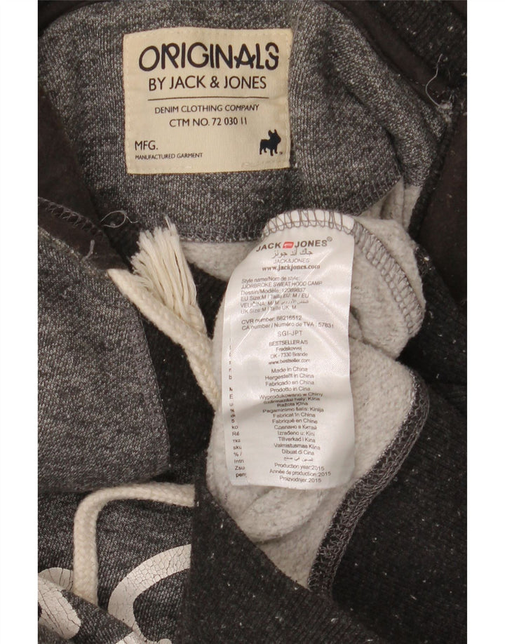 Jack & Jones grafisk hættetrøje til mænd mellemgrå flækket polyester