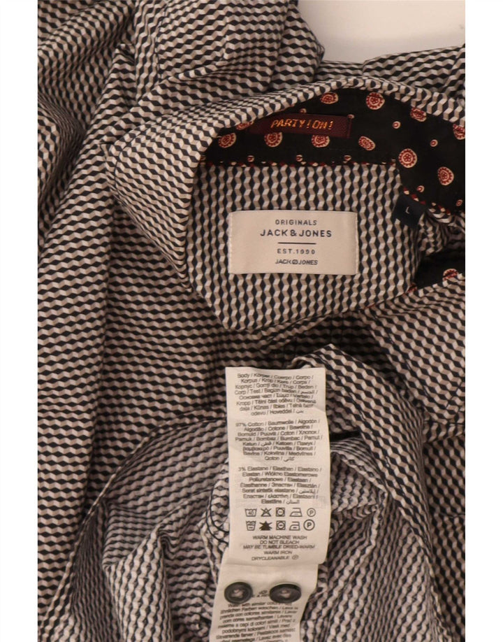 Jack & Jones herreskjorte stor grå geometrisk bomuld