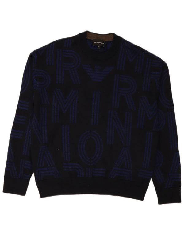 Emporio Armani Herre grafisk rund hals sweater Medium Navy Blue