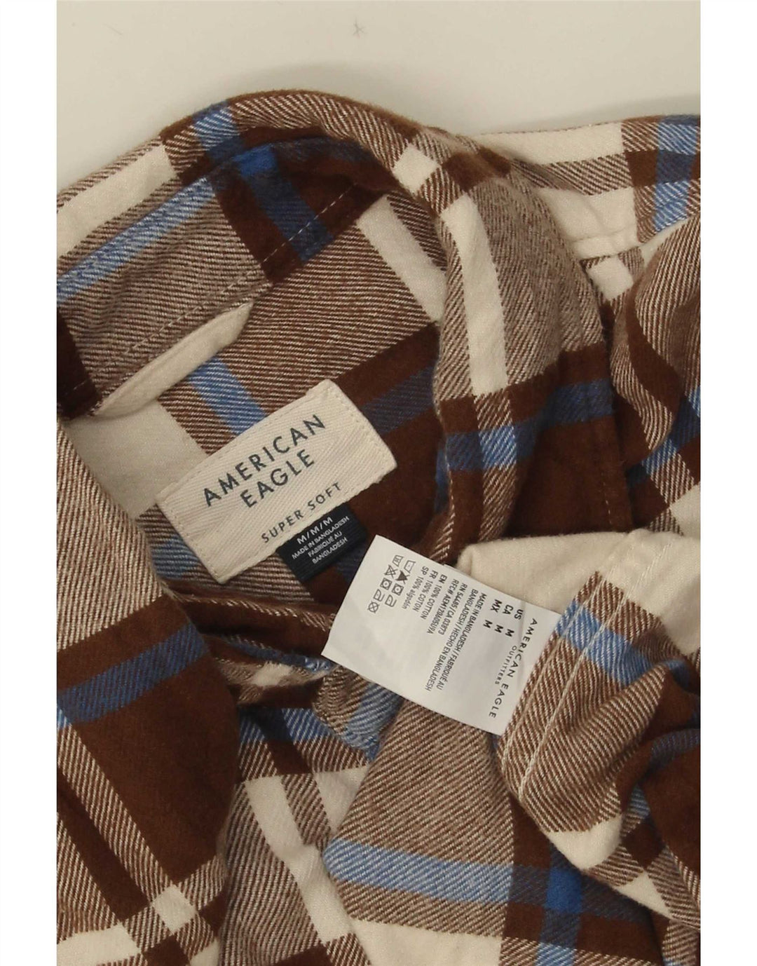 American Eagle herre flannelskjorte medium brun ternet bomuld