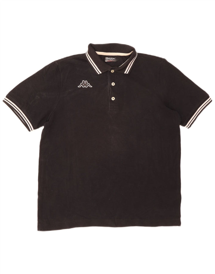 Kappa herre poloshirt mellem sort stribet bomuld