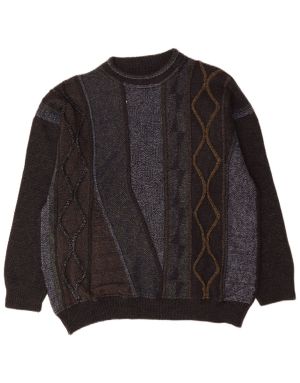 Vintage Herre Turtle Neck Jumper Sweater Medium Flerfarvet Geometrisk