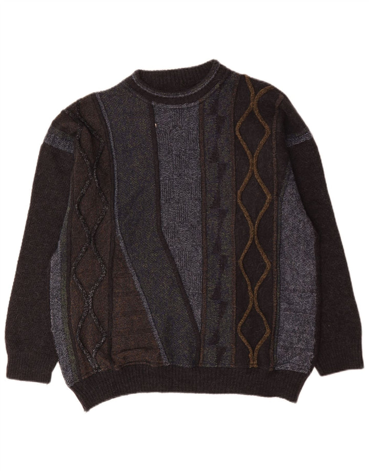 Vintage Herre Turtle Neck Jumper Sweater Medium Flerfarvet Geometrisk
