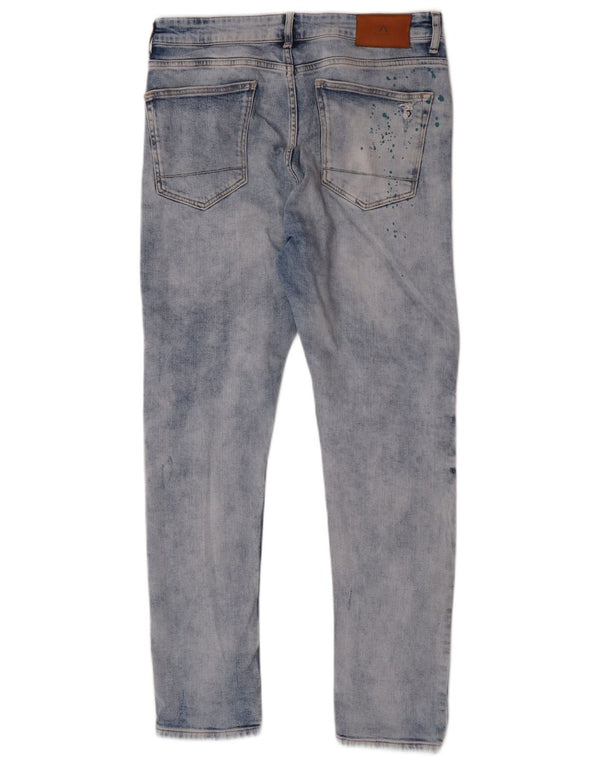 Zara Dame Acid Wash Distressed Skinny Jeans IT 46 XL W36 L29 Blå