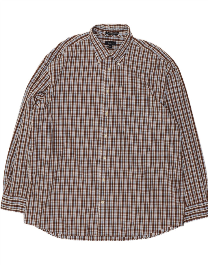 Gant herre Regular Fit skjorte 3XL brun ternet bomuld