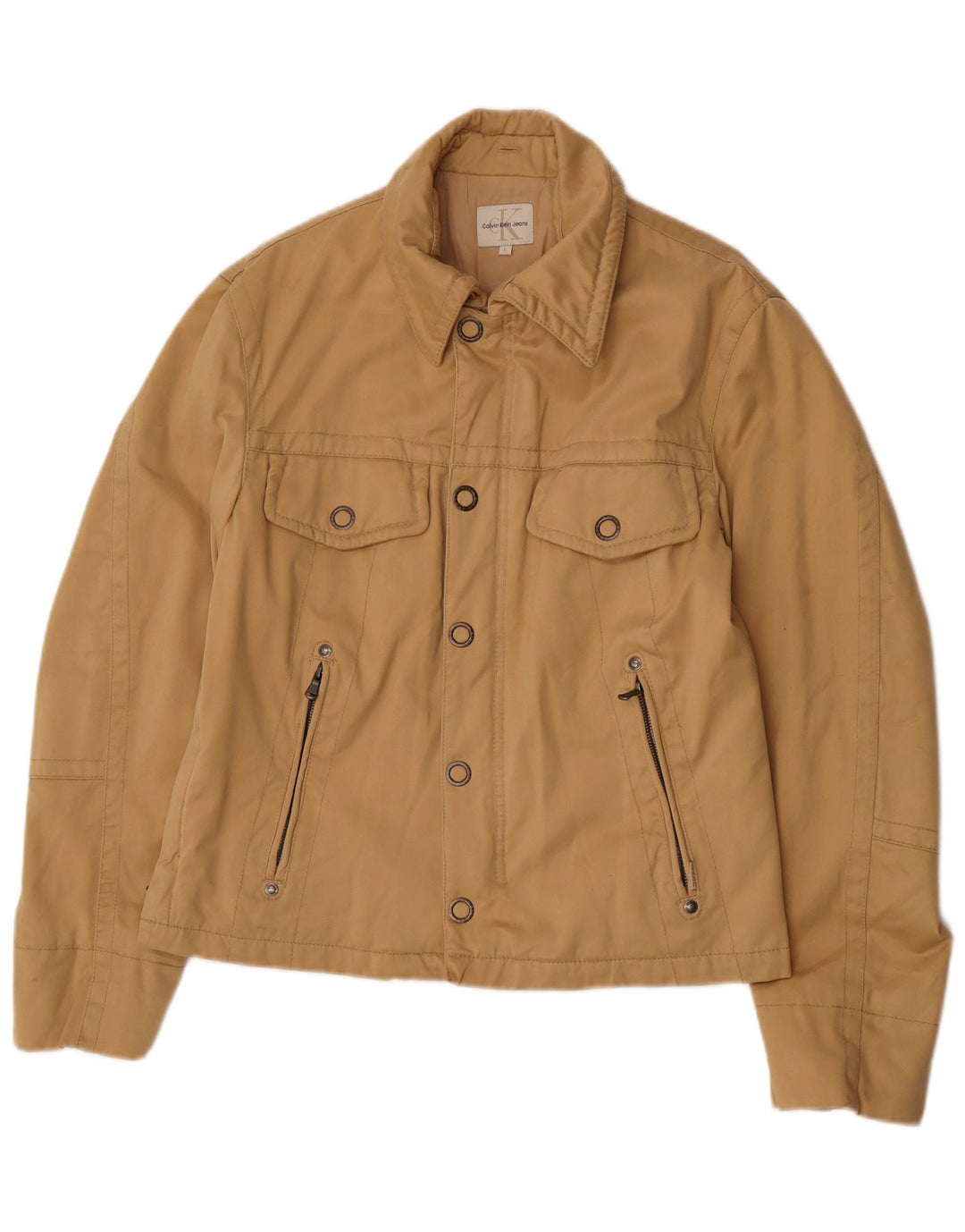 Calvin Klein Jeans Dame Utility Jacket UK 14 Stor Beige Bomuld