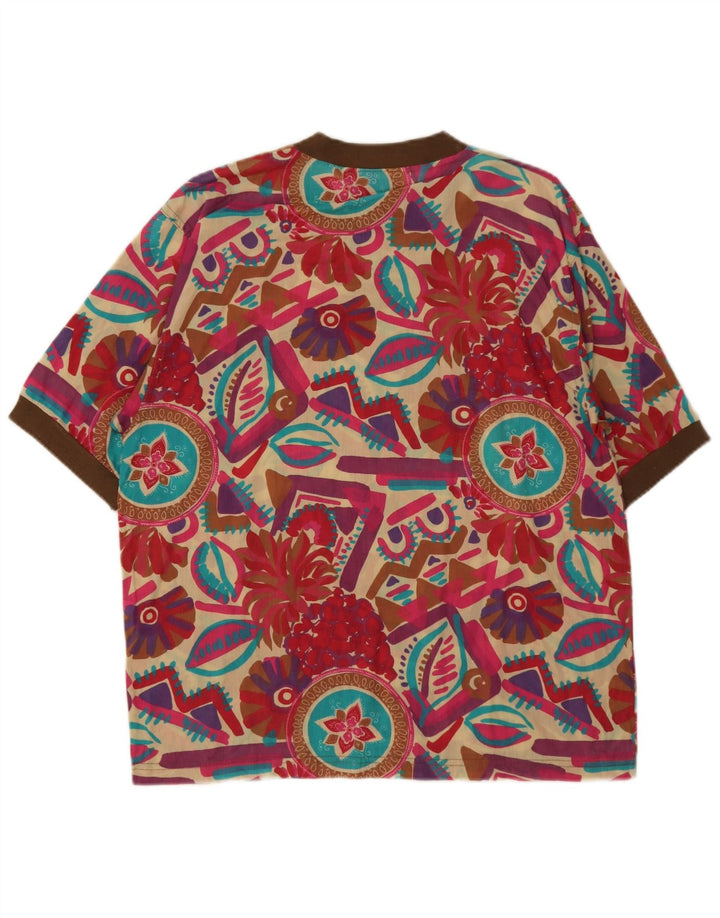 Vintage Damebluse Top UK 16 Stor Flerfarvet Geometrisk