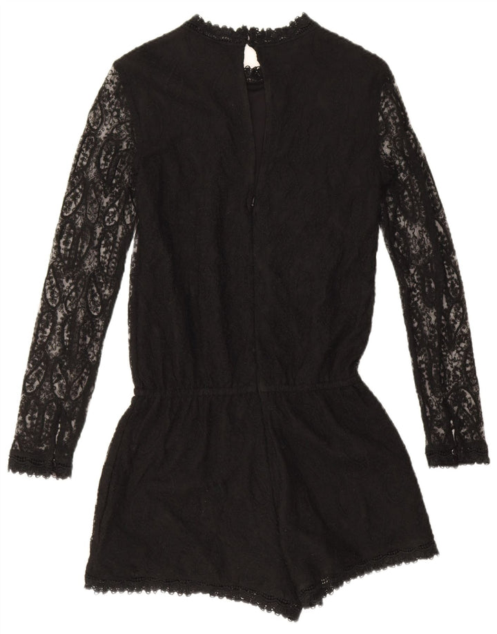 Zara Dame Langærmet Playsuit UK 10 Small Black Paisley Polyester
