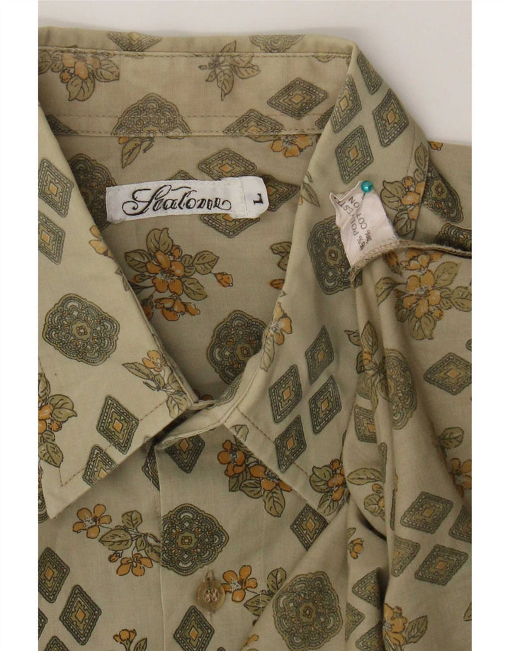 Vintage herreskjorte stor kakiblomstret polyester