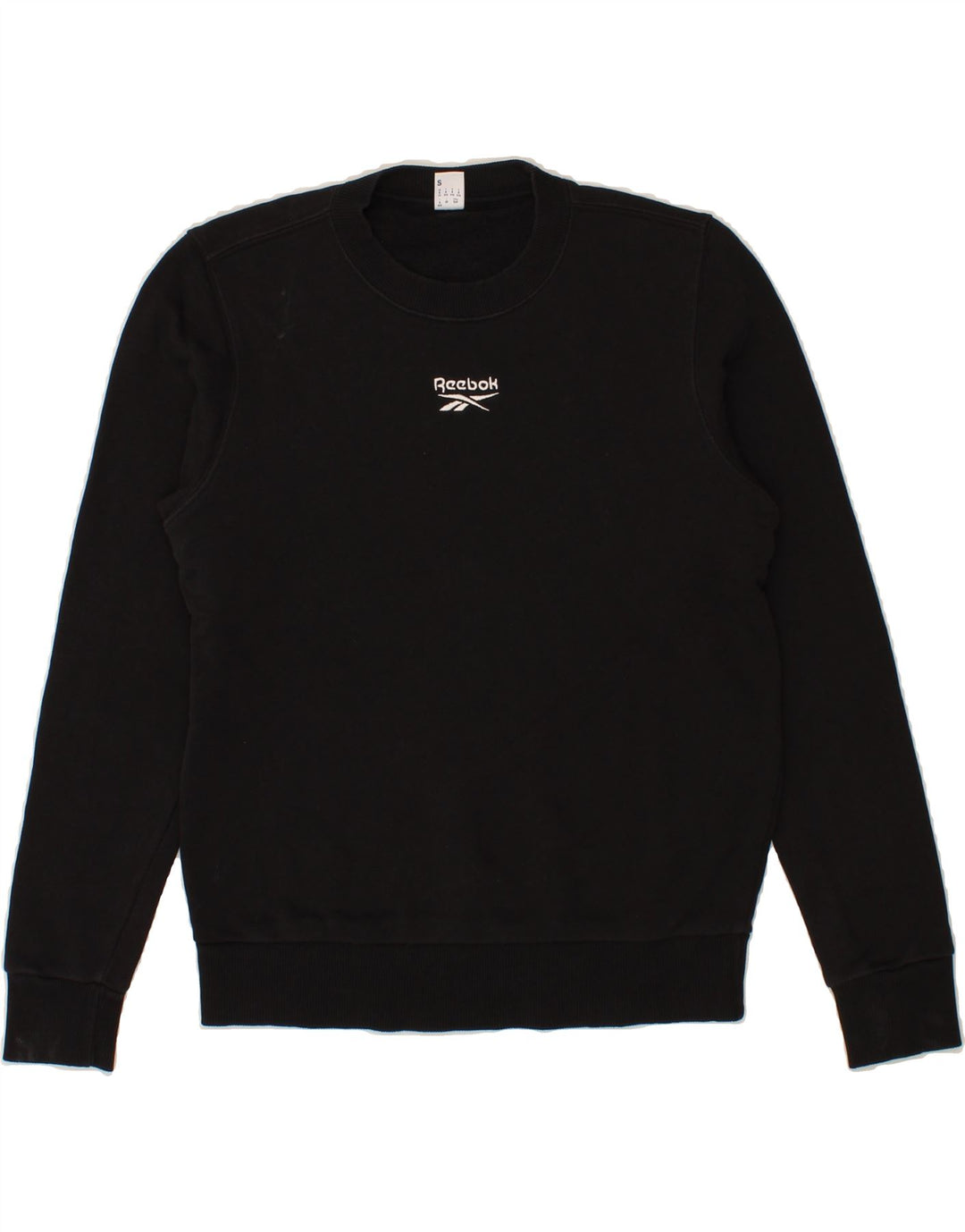 REEBOK Womens Sweatshirt Jumper UK 8/10 Small Black Cotton Vintage Reebok and Second-Hand Reebok from Messina Hembry 