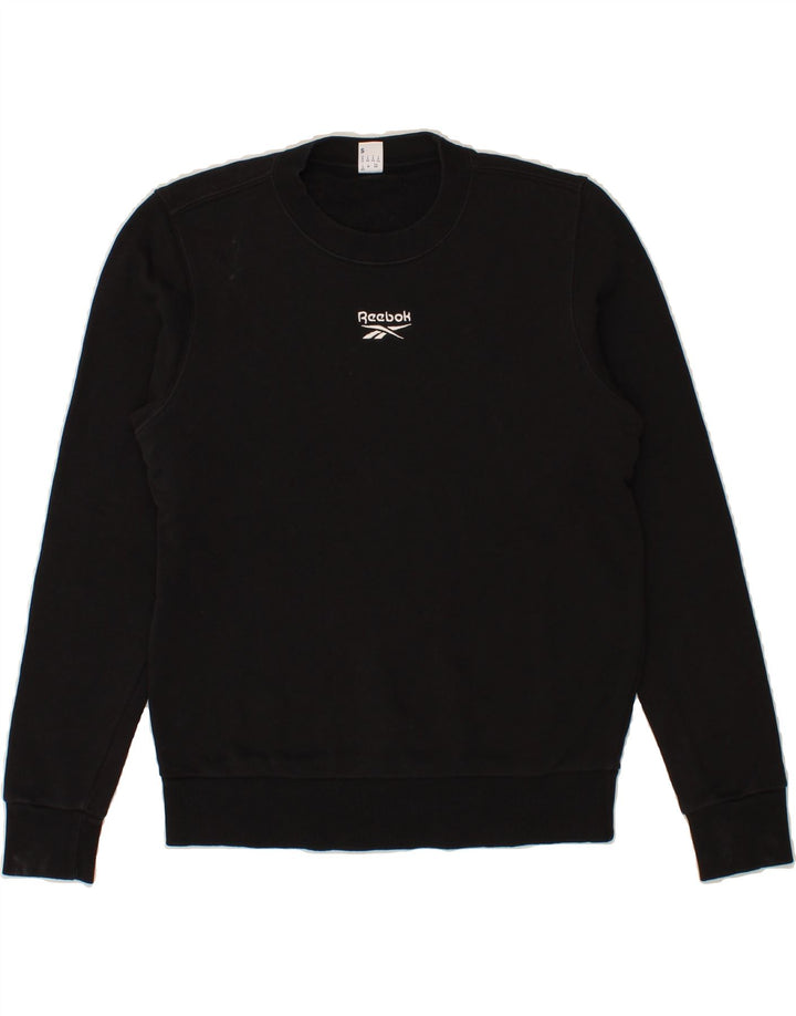 REEBOK Womens Sweatshirt Jumper UK 8/10 Small Black Cotton Vintage Reebok and Second-Hand Reebok from Messina Hembry 