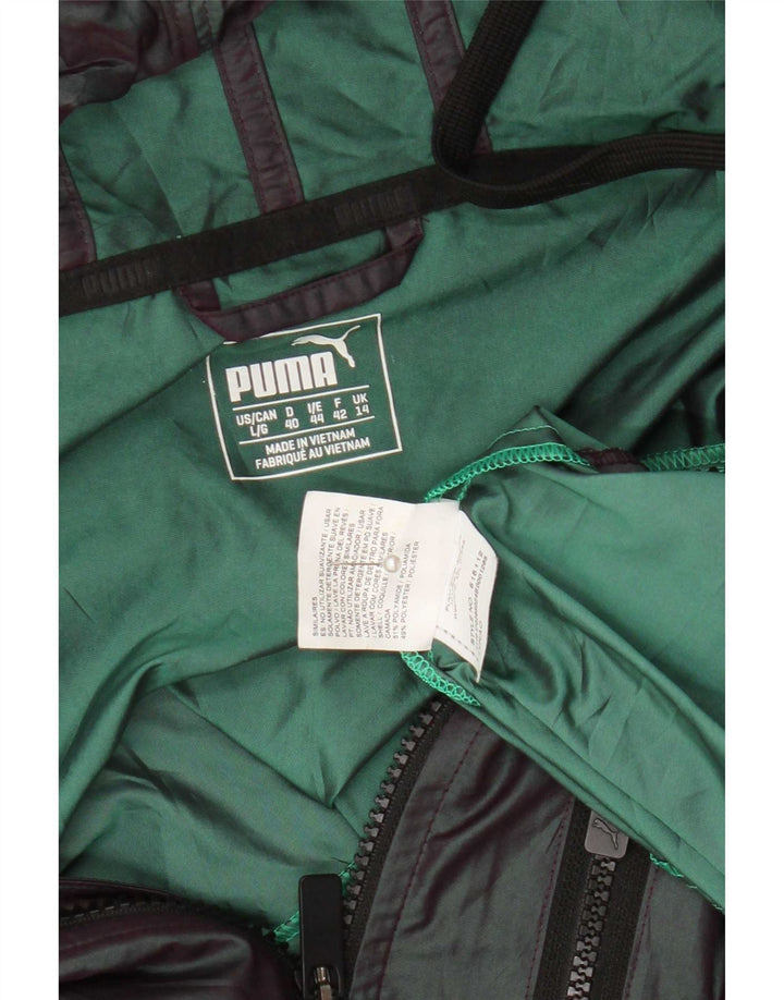 Puma oversize regnjakke med hætte til kvinder UK 14 Stor lilla polyamid