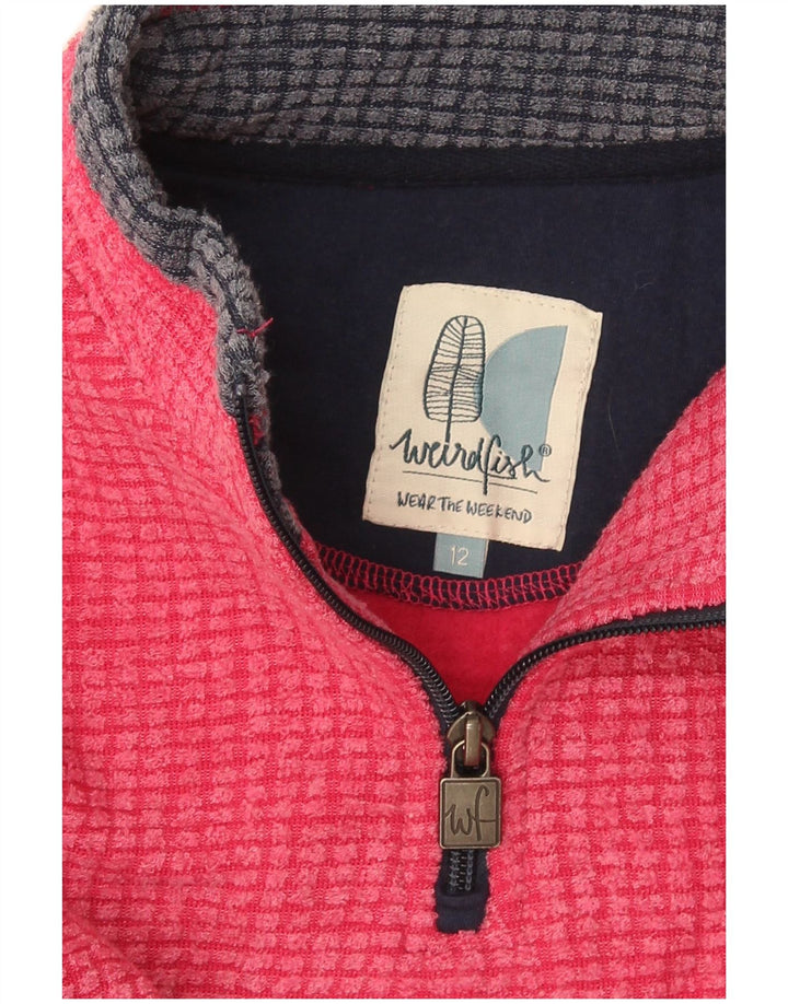 Weird Fish Dame Zip Neck Fleece Jumper UK 12 Medium Red