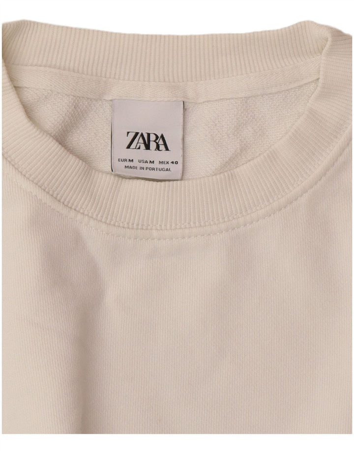 Zara Womens Grafisk Oversized Sweatshirt Jumper UK 14 Medium White Floral