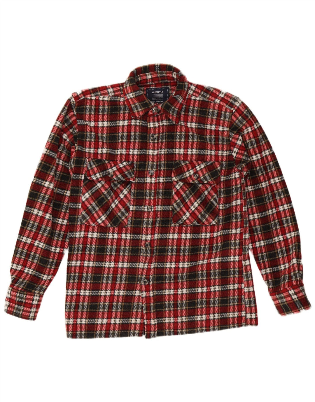 Vintage flannelskjorte til mænd, medium rød ternet polyester