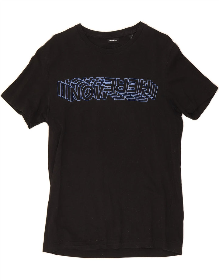 DIESEL Womens Graphic T-Shirt Top UK 14 Medium Black Cotton Vintage Diesel and Second-Hand Diesel from Messina Hembry 