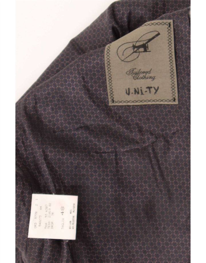 Vintage herrevest IT 48 Mellemgrå Gingham Wool