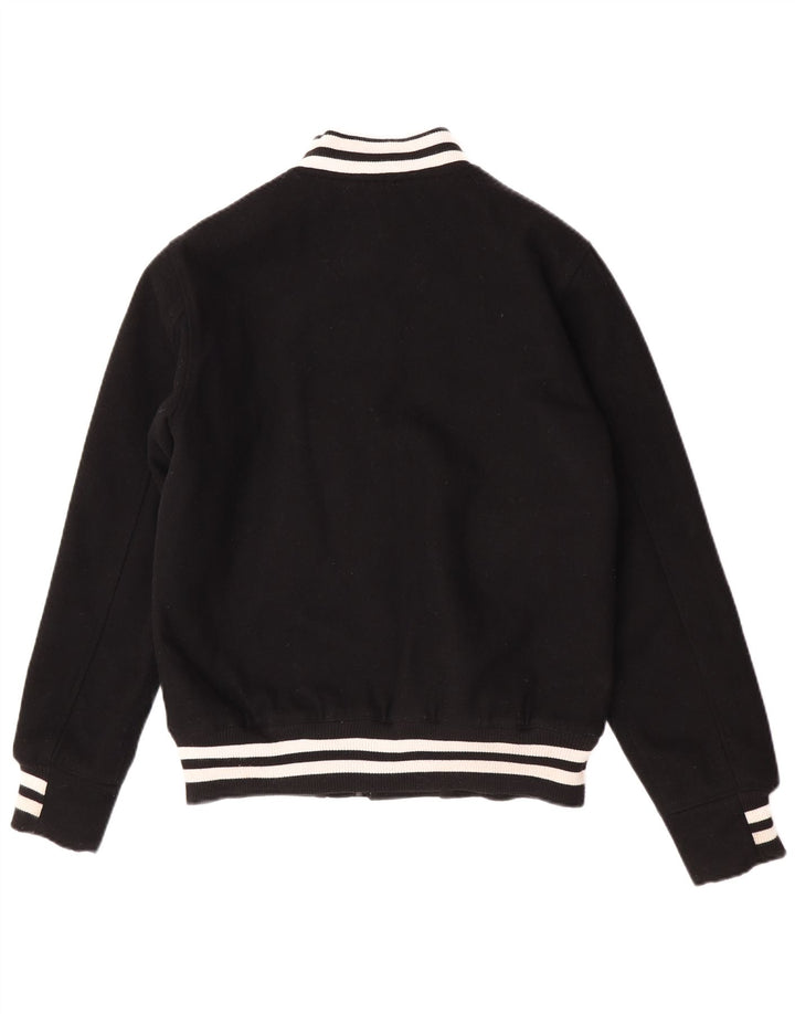 DC Herre Grafisk Varsity Jacket UK 36 Lille sort uld