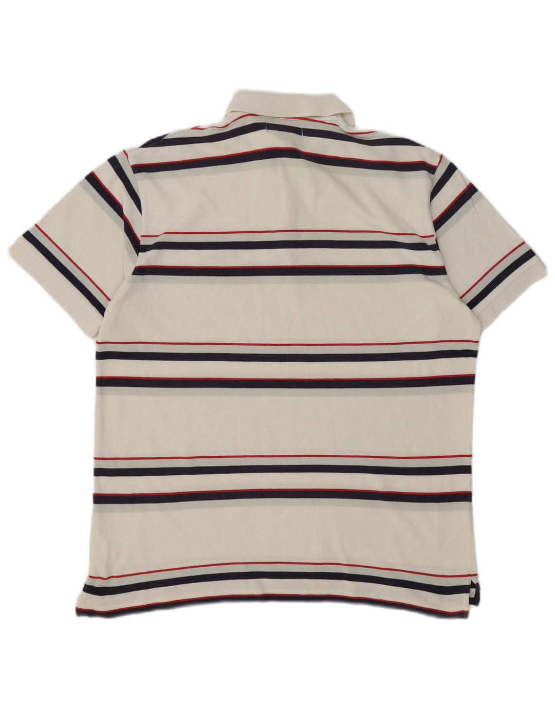 BEN SHERMAN Mens Polo Shirt Large White Striped Cotton