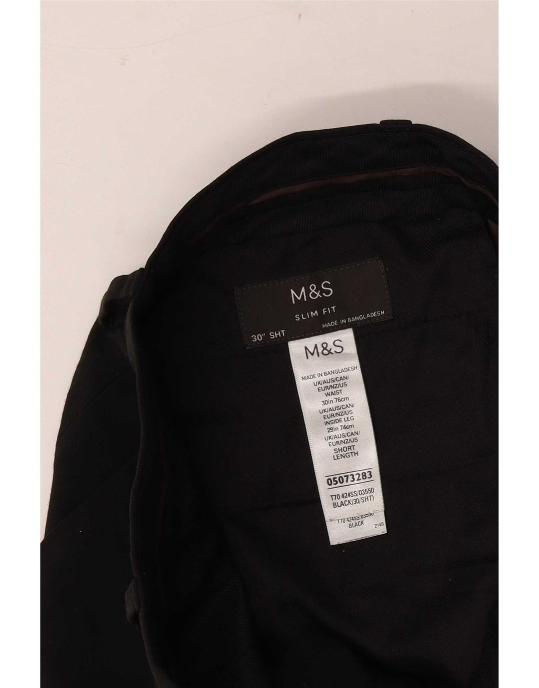 Marks & Spencer Herre Slim Fit Chino Bukser W30 L29 Sort Polyester