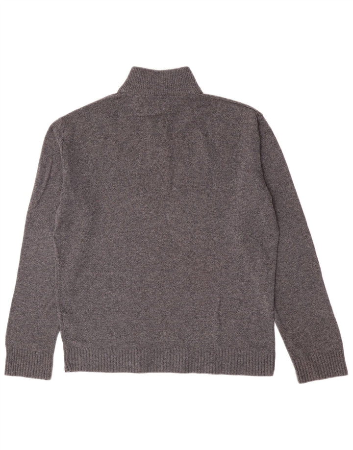Marks & Spencer Herre sweater med lynlåshals, stor grå flækket lammeuld