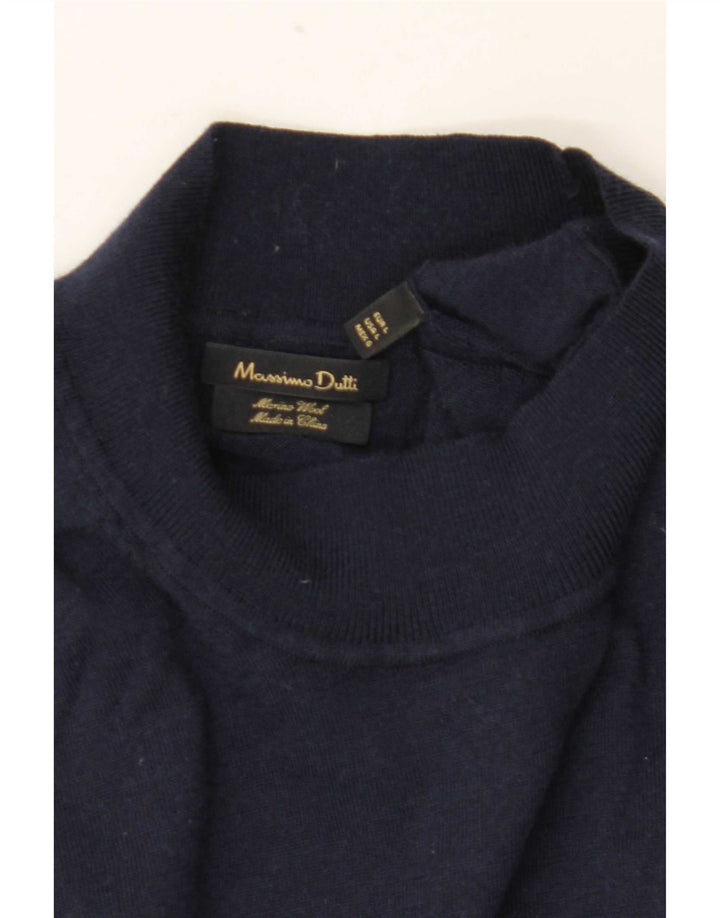 Massimo Dutti Herre Turtle Neck Jumper Sweater Stor Marineblå Merinould