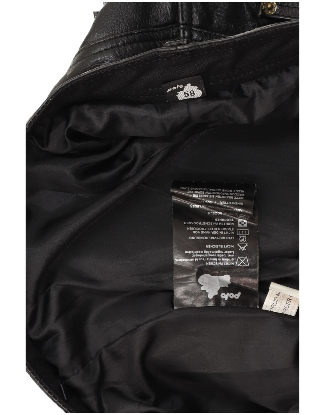 POLO Lige læderbukser til mænd W38 L31 Sort læder