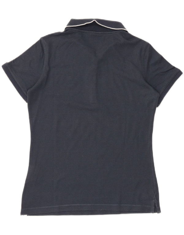 Champion Womens Heritage Fit Polo Shirt UK 14 Large Navy Blue Cotton