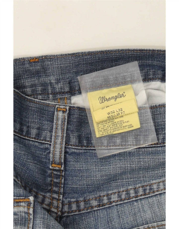 Wrangler Herre Regular Fit Straight Jeans W32 L32 Blå Bomuld