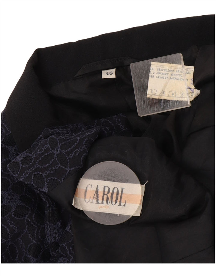 Carol Dame 3-knaps blazerjakke IT 48 XL Navy Blue Floral Polyamid