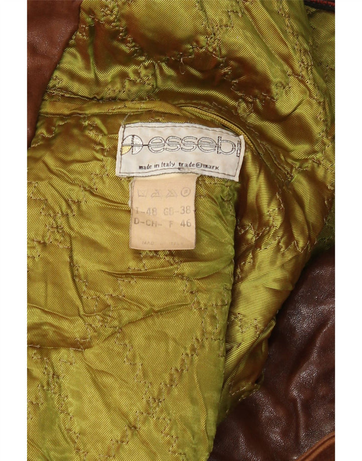 ESSEBI Mens Leather Jacket UK 38 Medium Brown Leather Vintage Essebi and Second-Hand Essebi from Messina Hembry 