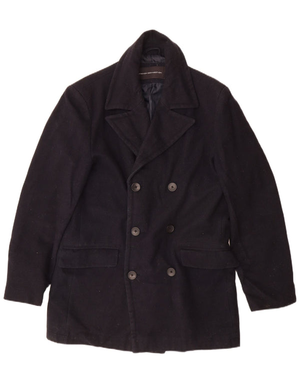 FRANSK FORBINDELSE Herre Dobbeltradet Frakke UK 40 Large Navy Blue