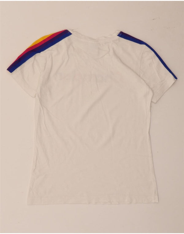 Champion Dame Grafisk T-Shirt Top UK 12 Medium Hvid Stribet