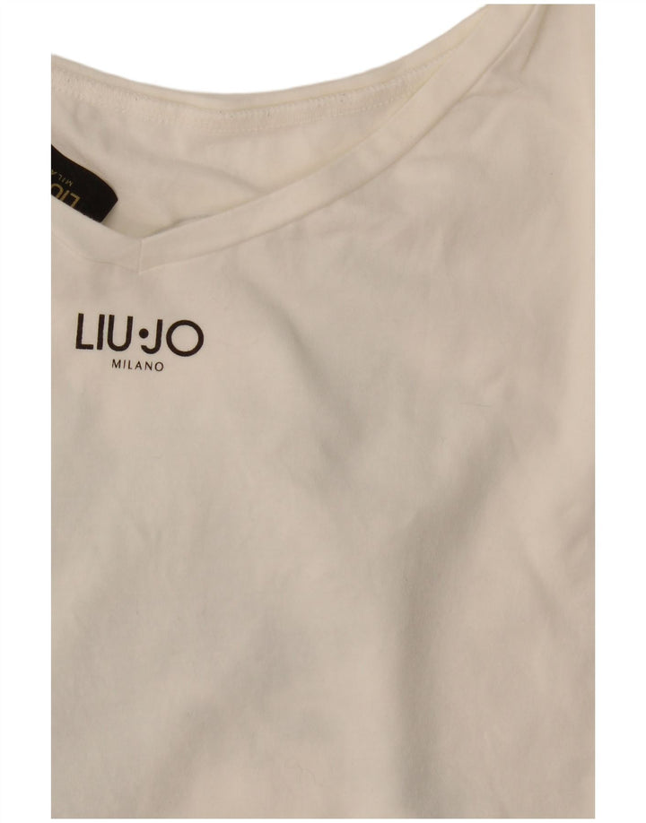 Liu Jo Grafisk T-shirt top til kvinder UK 14 Medium White
