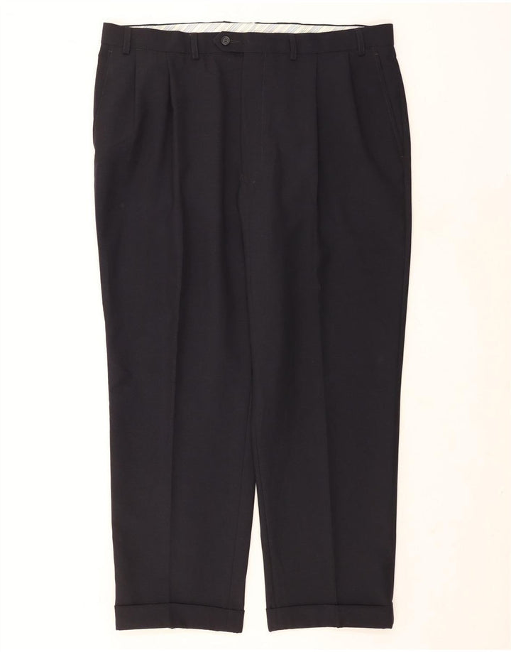 Marks & Spencer Herre Pegged Suit Bukser W40 L29 Navy Blue Polyester