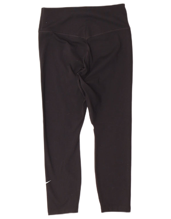 NIKE Dame Dri Fit Capri Leggings UK 8 Small Black Polyester