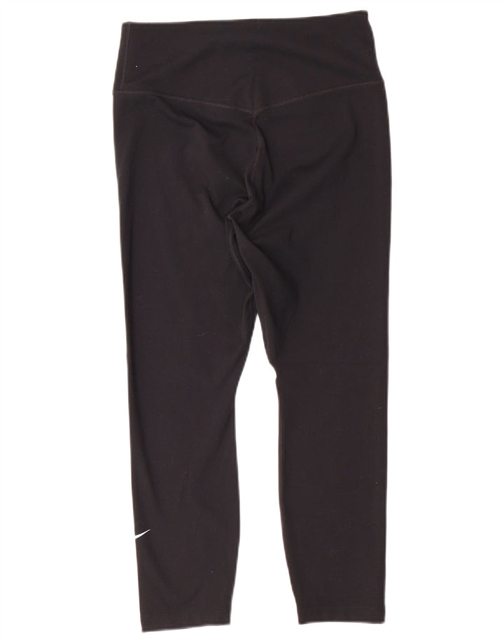 NIKE Dame Dri Fit Capri Leggings UK 8 Small Black Polyester